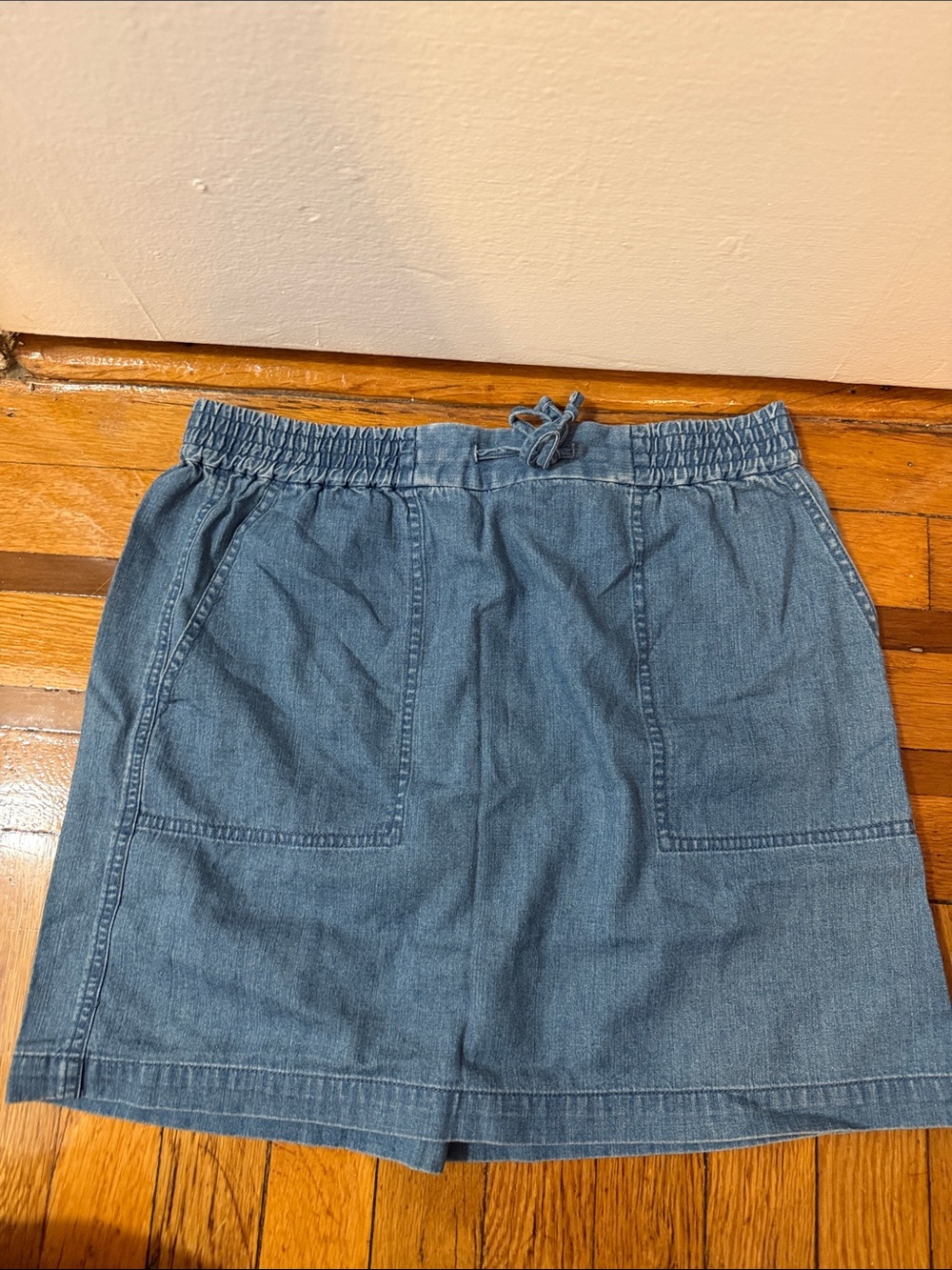J. Crew Denim Drawstring Mini Skirt in Blue